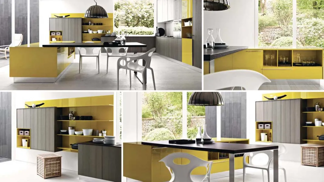 Kalea sah geschnittenen Ton und glänzend lackierten Senf Cesar