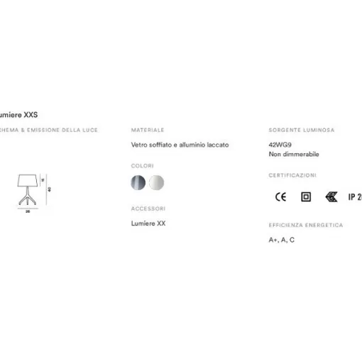 Technisches Datenblatt Lumiere XXS Lampe