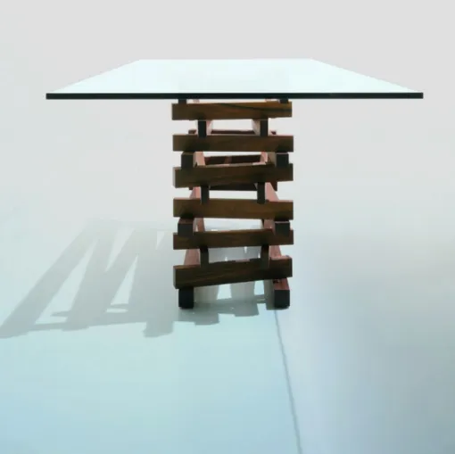 Tisch aus Kristall und Holz