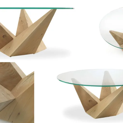 Tisch aus Holz und Kristall